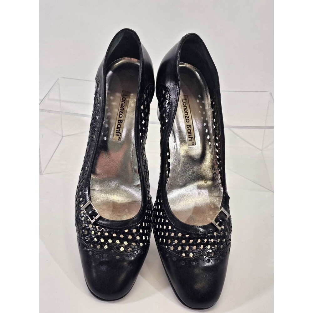 Y2K Lorenzo Banfi Open‎ Weave Square Toe Buckle Heels Shoes Women's Size 38 - Picture 5 of 8